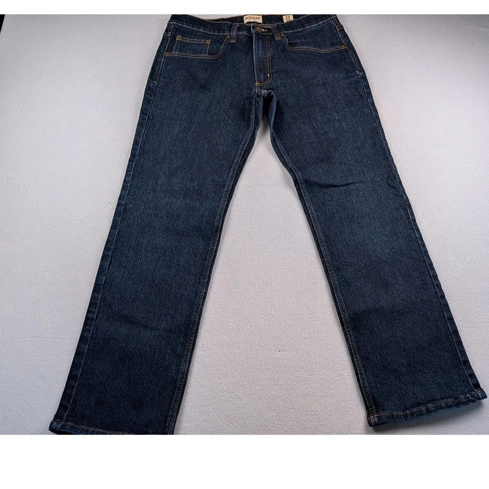 Redhead Mens Dark Wash Straight Leg Denim Jeans‎ Blue 32x30 0124